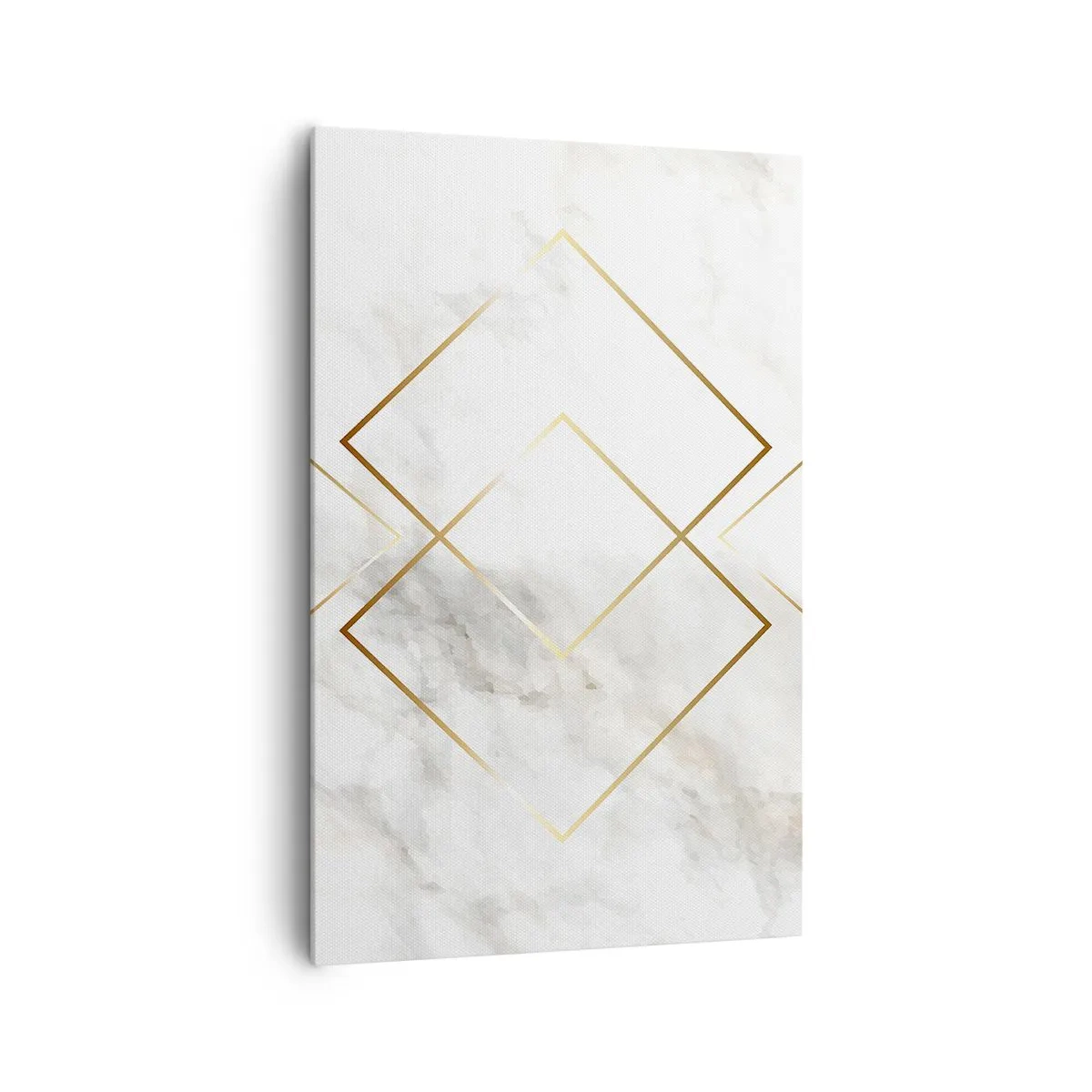 Impression sur toile - Image sur toile - Losanges dorés minimalistes sur fond de marbre - 80x120cm - Vue à l'infini - Décoration murale moderne pour le salon et la chambre ARTTOR