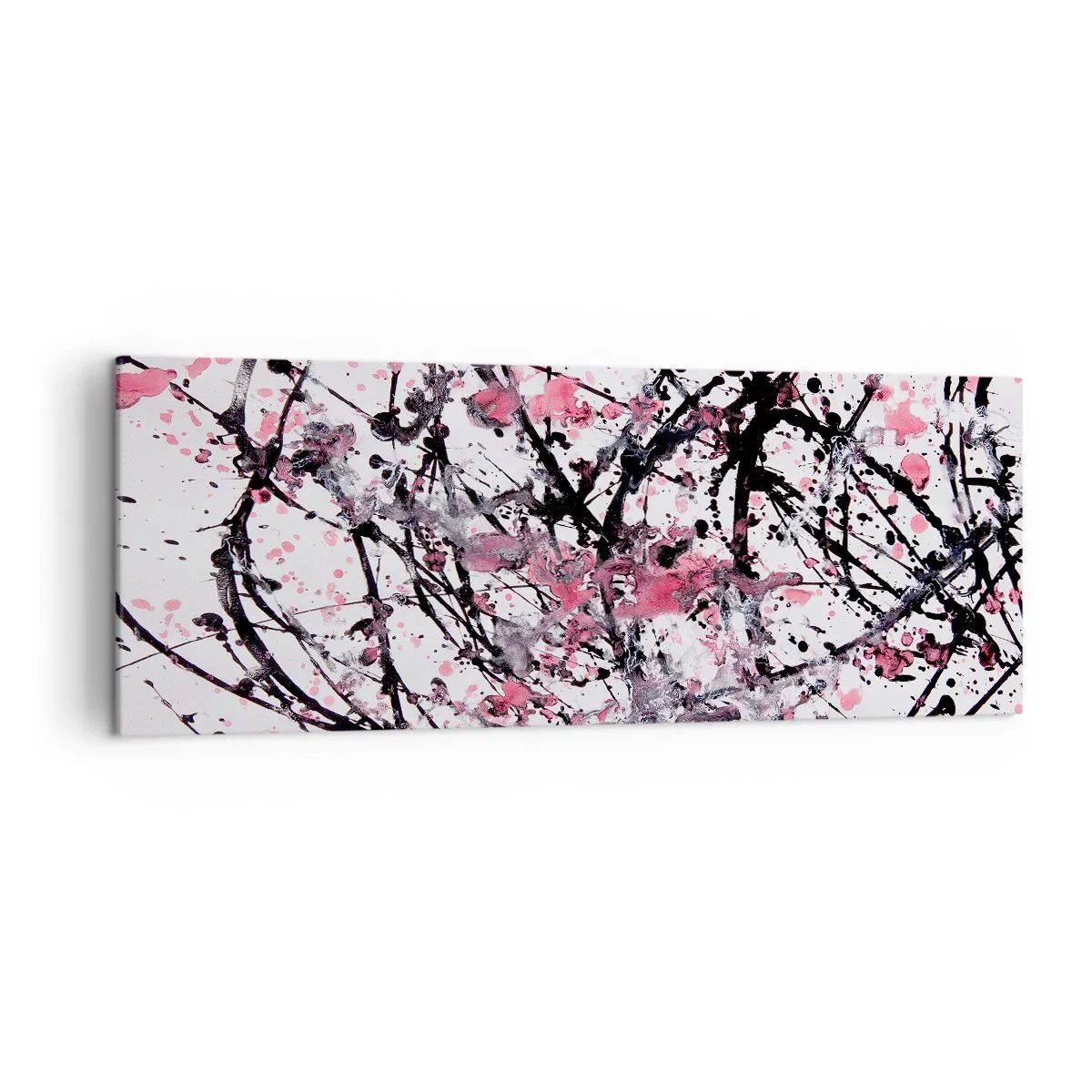 Impression sur toile - Image sur toile - Motif abstrait dans les tons de rose, noir et blanc - 140x50cm - La nature éphémère de la vie - Décoration murale moderne pour le salon et la chambre ARTTOR