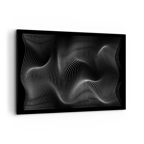 Impression sur toile - Image sur toile - Lignes blanches abstraites sur fond noir - 120x80cm - Danse de lumière dans l'espace - Décoration murale moderne pour le salon et la chambre ARTTOR