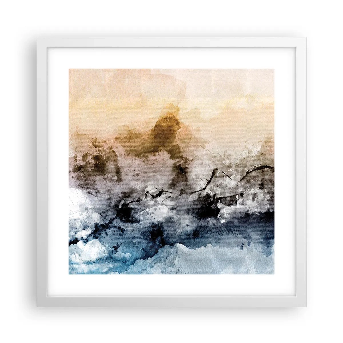 Affiche dans un cadre blanc - Poster - Noyé dans un nuage de brouillard - 40x40 cm