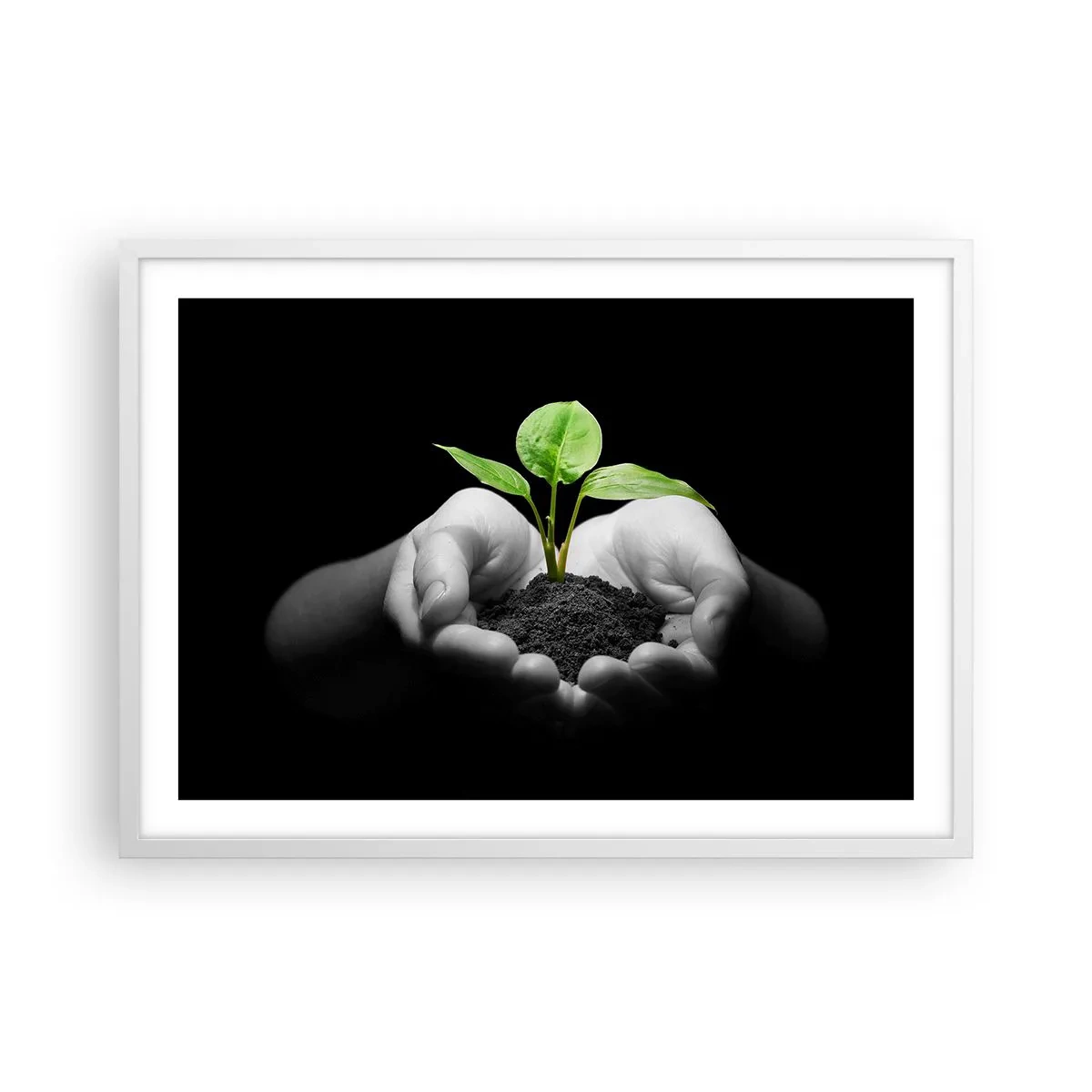 Affiche dans un cadre blanc - Poster - J'aime la nature, je la protège - 70x50 cm
