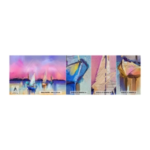 Échantillon de Papier Peint Premium Sand - Direction: les eaux larges - Paysage, Lac, Voilier - 100x30 cm