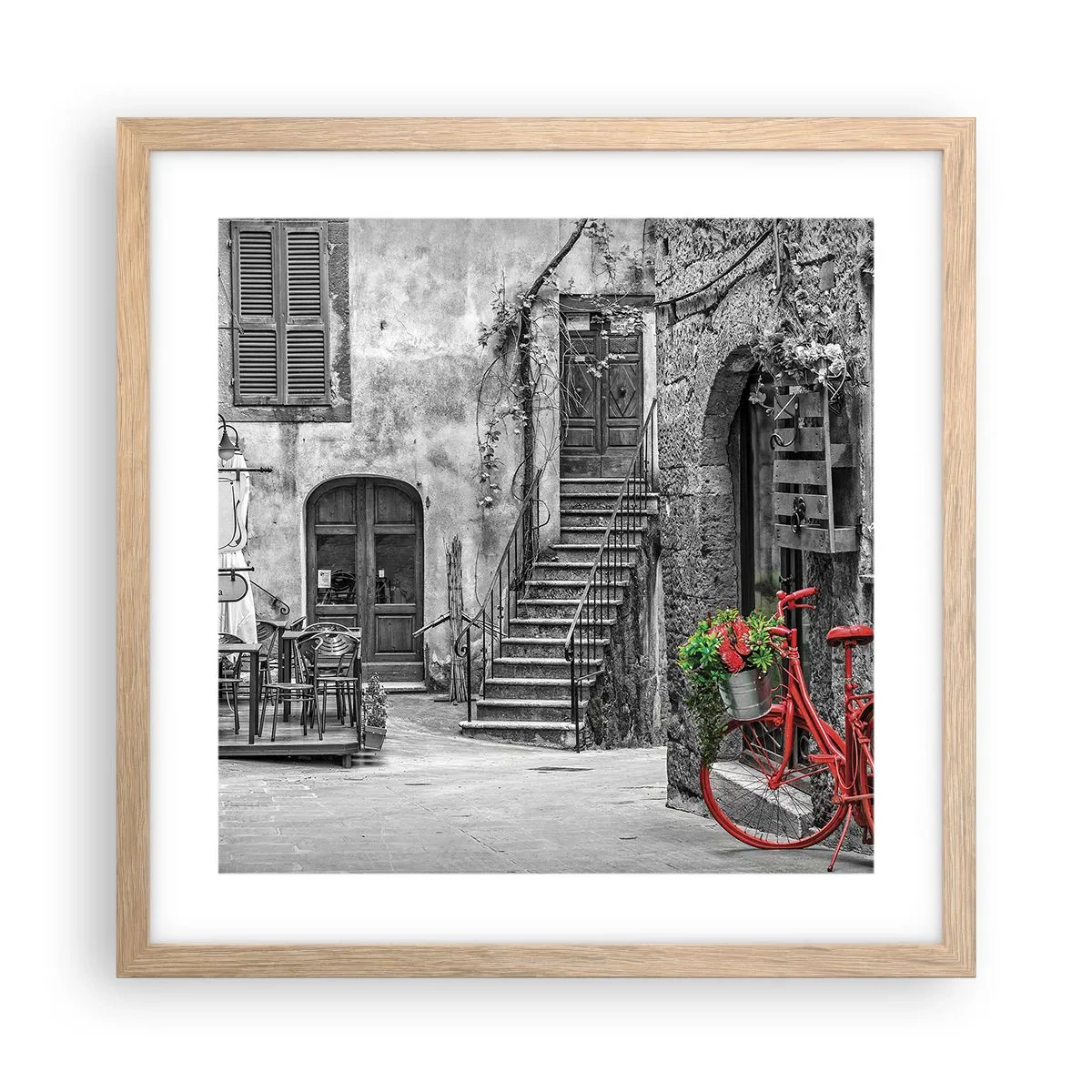 Affiche dans un chêne clair - Poster - Ruelle toscane - 40x40 cm