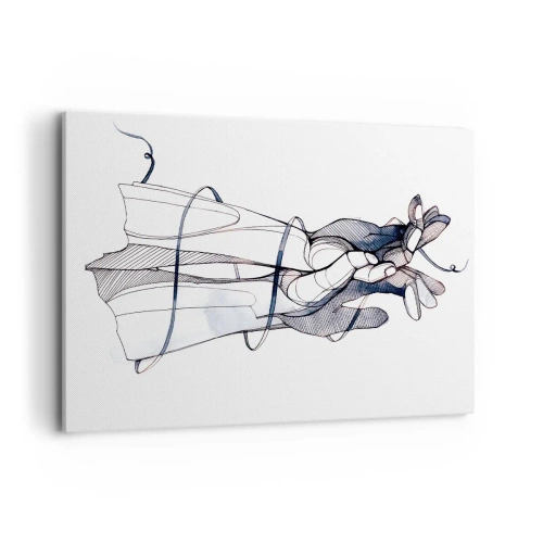 Impression sur toile - Image sur toile - Un dessin subtil d'une main avec une fleur délicate - 120x80cm - Étude du touché - Décoration murale moderne pour le salon et la chambre ARTTOR