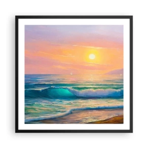 Affiche dans un cadre noir - Poster - Le chant turquoise des vagues - 60x60 cm