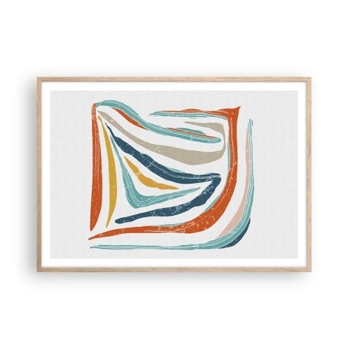 Affiche dans un chêne clair - Poster - Abstraction avec un sourire amical - 100x70 cm