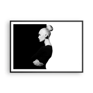 Affiche dans un cadre noir - Poster - Portrait élégant d'une femme sur fond noir et blanc - 100x70cm - Tout simplement une femme - Décoration murale moderne pour le salon et la chambre ARTTOR