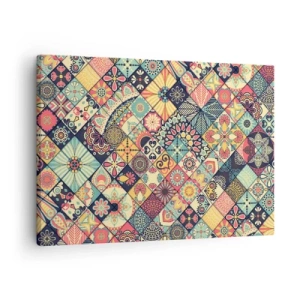 Impression sur toile - Image sur toile - Motifs géométriques colorés inspirés du style marocain - 70x50cm - Ambiance marocaine - Décoration murale moderne pour le salon et la chambre ARTTOR