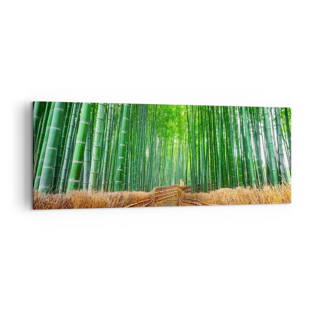 Impression sur toile - Image sur toile - Un chemin dans une dense forêt de bambous - 140x50cm - L'essence de la nature asiatique - Décoration murale moderne pour le salon et la chambre ARTTOR