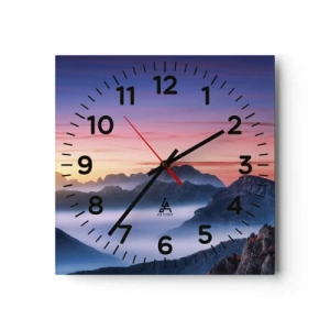 Horloge murale - Pendule murale - Au-dessus des vallées - 40x40 cm