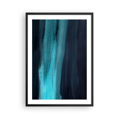 Affiche dans un cadre noir - Poster - Une composition abstraite dans les tons de noir et de turquoise - 50x70cm - Suivez le courant - Décoration murale moderne pour le salon et la chambre ARTTOR