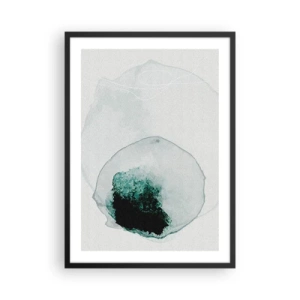 Affiche dans un cadre noir - Poster - Forme organique abstraite dans des tons de vert - 50x70cm - Dans une goutte d'eau - Décoration murale moderne pour le salon et la chambre ARTTOR