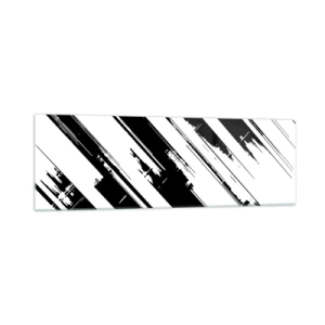 Impression sur verre - Image sur verre - Lignes noires et blanches et motifs géométriques dans un style moderne - 160x50cm - Une composition intense et dynamique - Décoration murale moderne pour le salon et la chambre ARTTOR