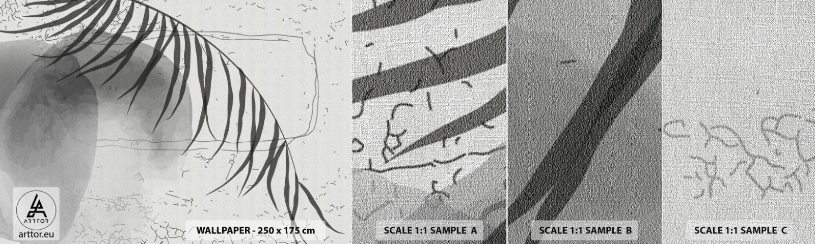 Échantillon de Papier Peint Premium Canvas - L'exotisme subtil de la nature - Minimalisme, Botanique, Feuille - 100x30 cm