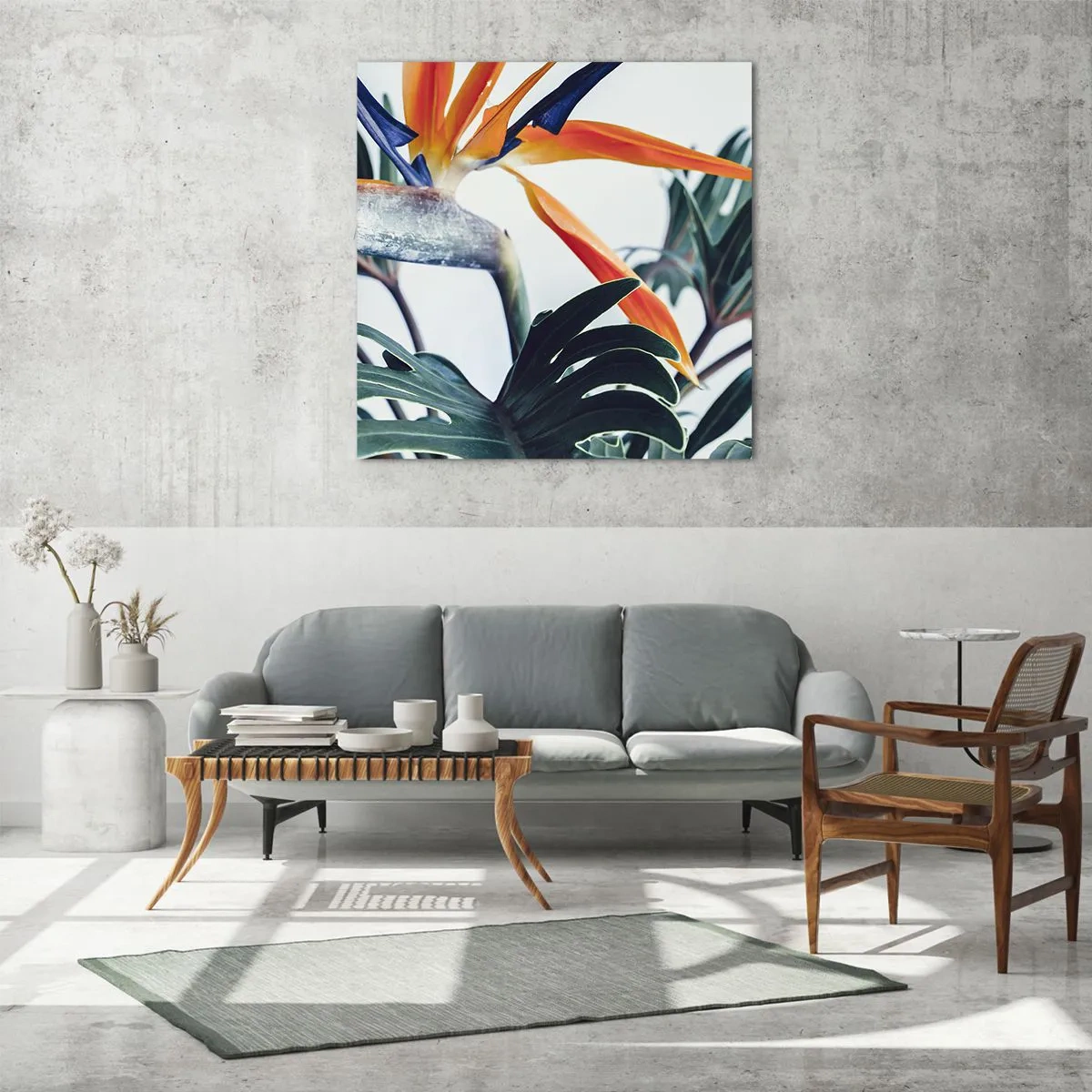 Impression sur verre - Image sur verre - Le buisson oiseaux - 60x60 cm