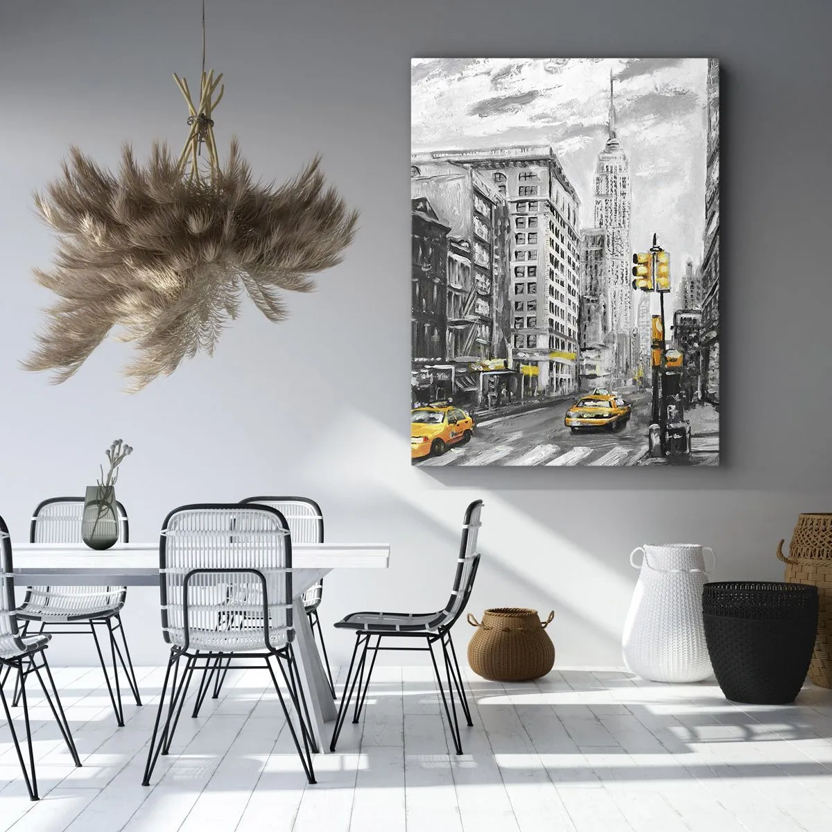 Impression sur toile - Image sur toile - Rue de New York aux accents jaunes - 70x100cm - Une histoire new-yorkaise - Décoration murale moderne pour le salon et la chambre ARTTOR