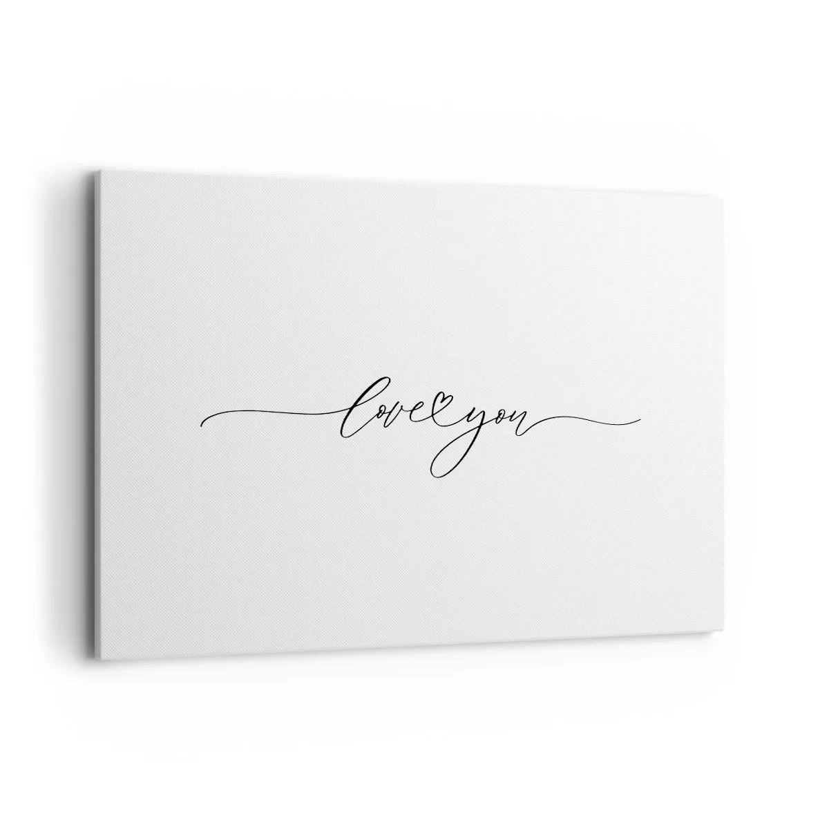 Impression sur toile - Image sur toile - L'inscription « Je t'aime » dans une police élégante - 120x80cm - Noir sur blanc - Décoration murale moderne pour le salon et la chambre ARTTOR