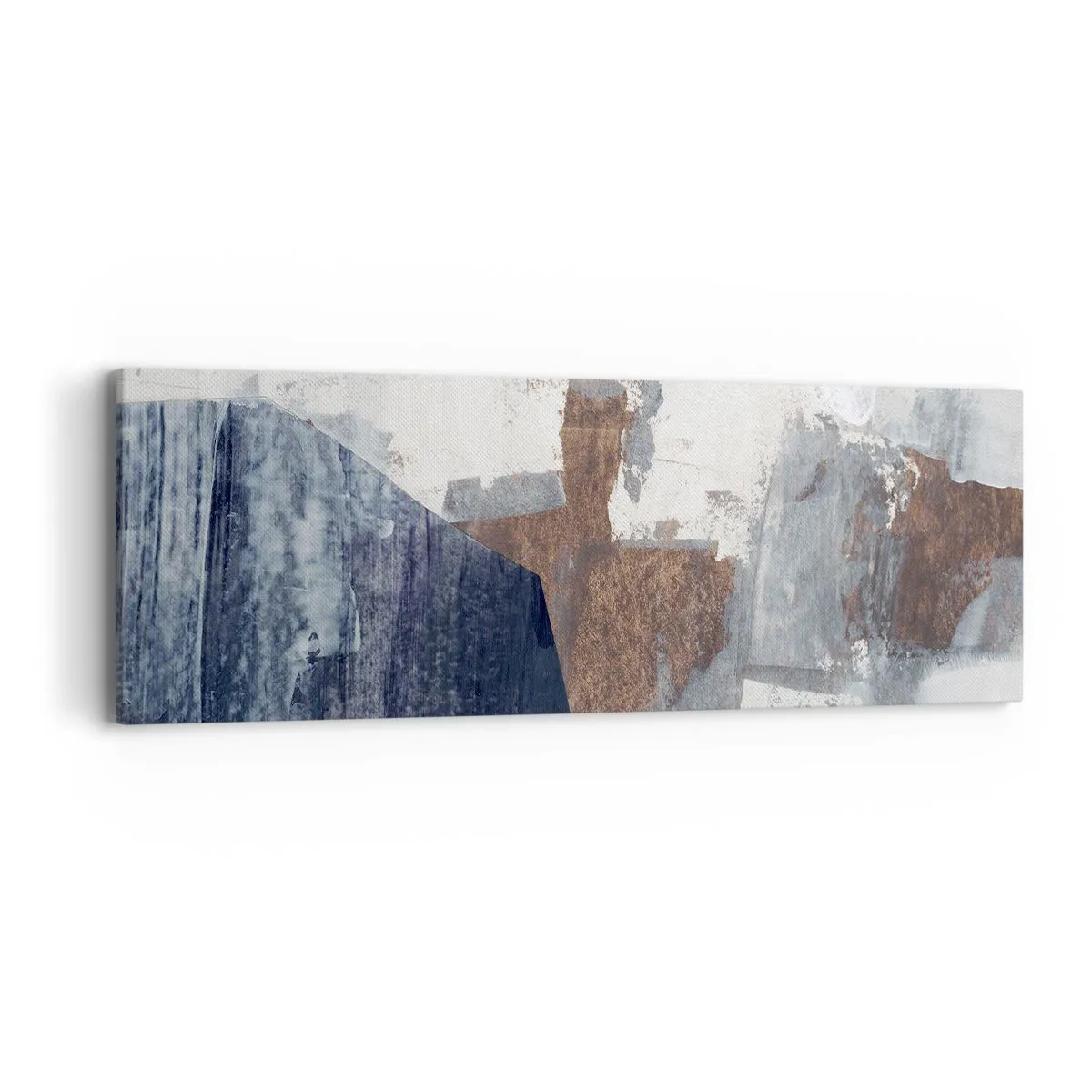 Impression sur toile - Image sur toile - Formes bleues et brunes - 90x30 cm