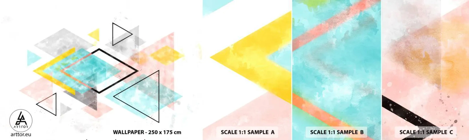 Échantillon De Papier Peint Standard Eco - Géométrie facile - Brillant, Triangles, Minimalisme - 100x30 cm