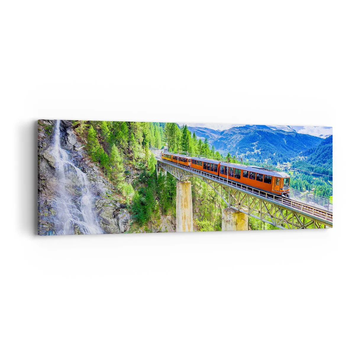 Impression sur toile - Image sur toile - Train dans les Alpes - 90x30 cm