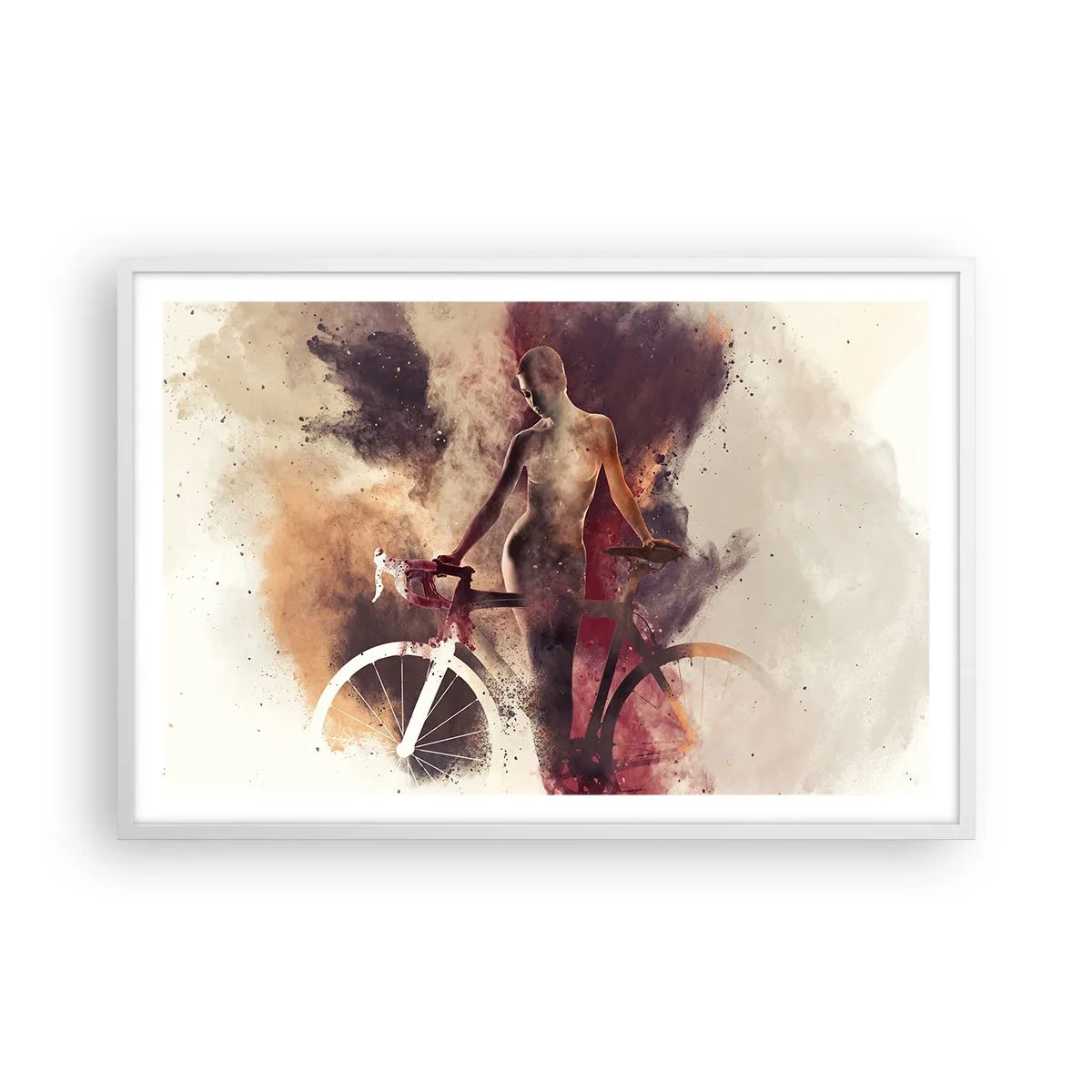 Affiche dans un cadre blanc - Poster - Une âme de vélo aux formes marbrées - 91x61 cm