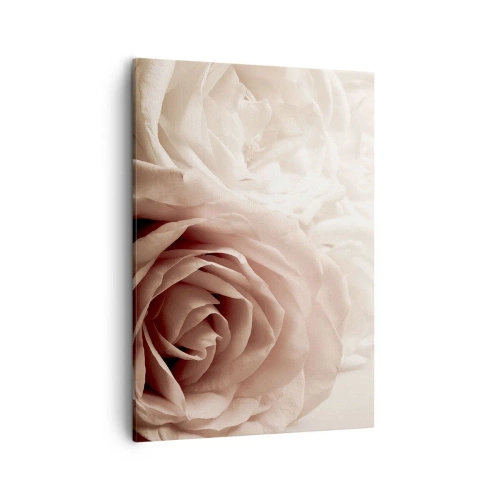 Impression sur toile - Image sur toile - Roses délicates dans des tons pastel de beige - 50x70cm - Au coeur d'ue la rose - Décoration murale moderne pour le salon et la chambre ARTTOR