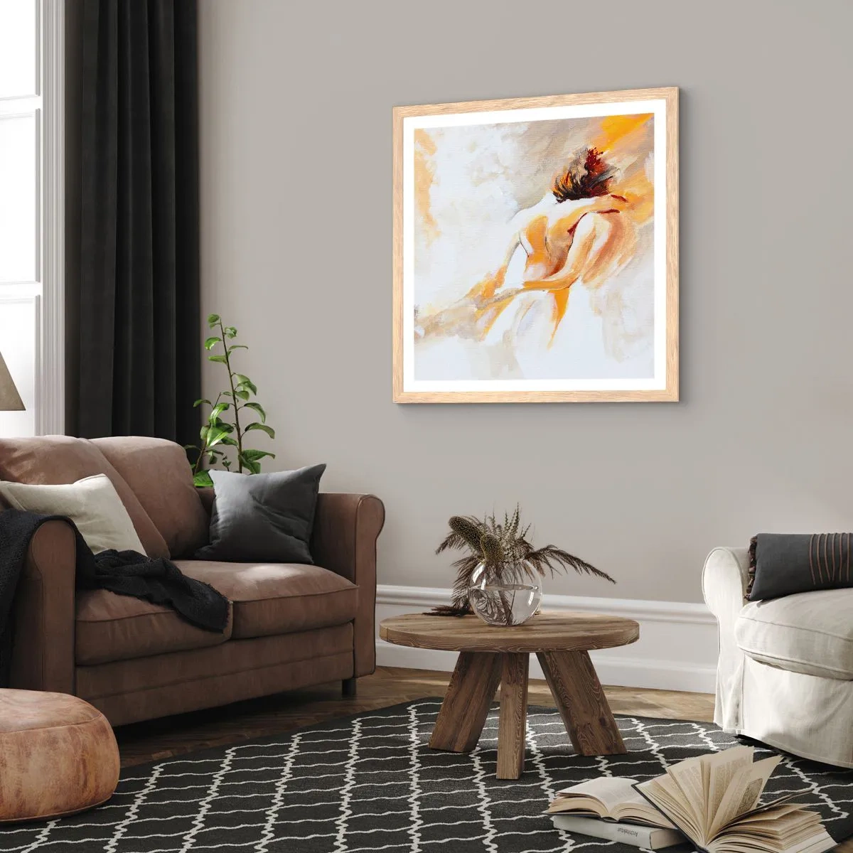 Affiche dans un chêne clair - Poster - Proximité dans le ciel - 40x40 cm