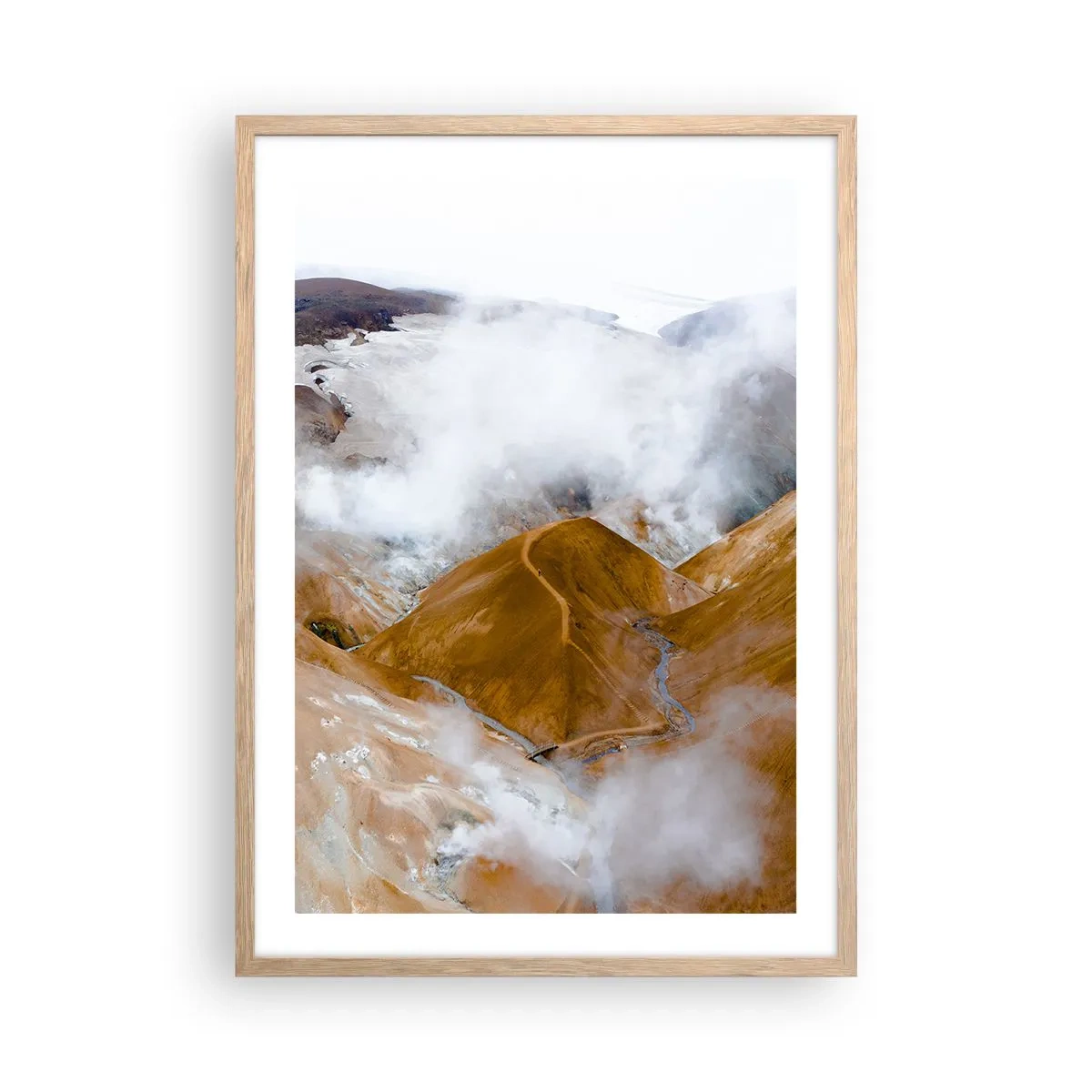 Affiche dans un chêne clair - Poster - Le charme brut de l'Islande - 50x70 cm