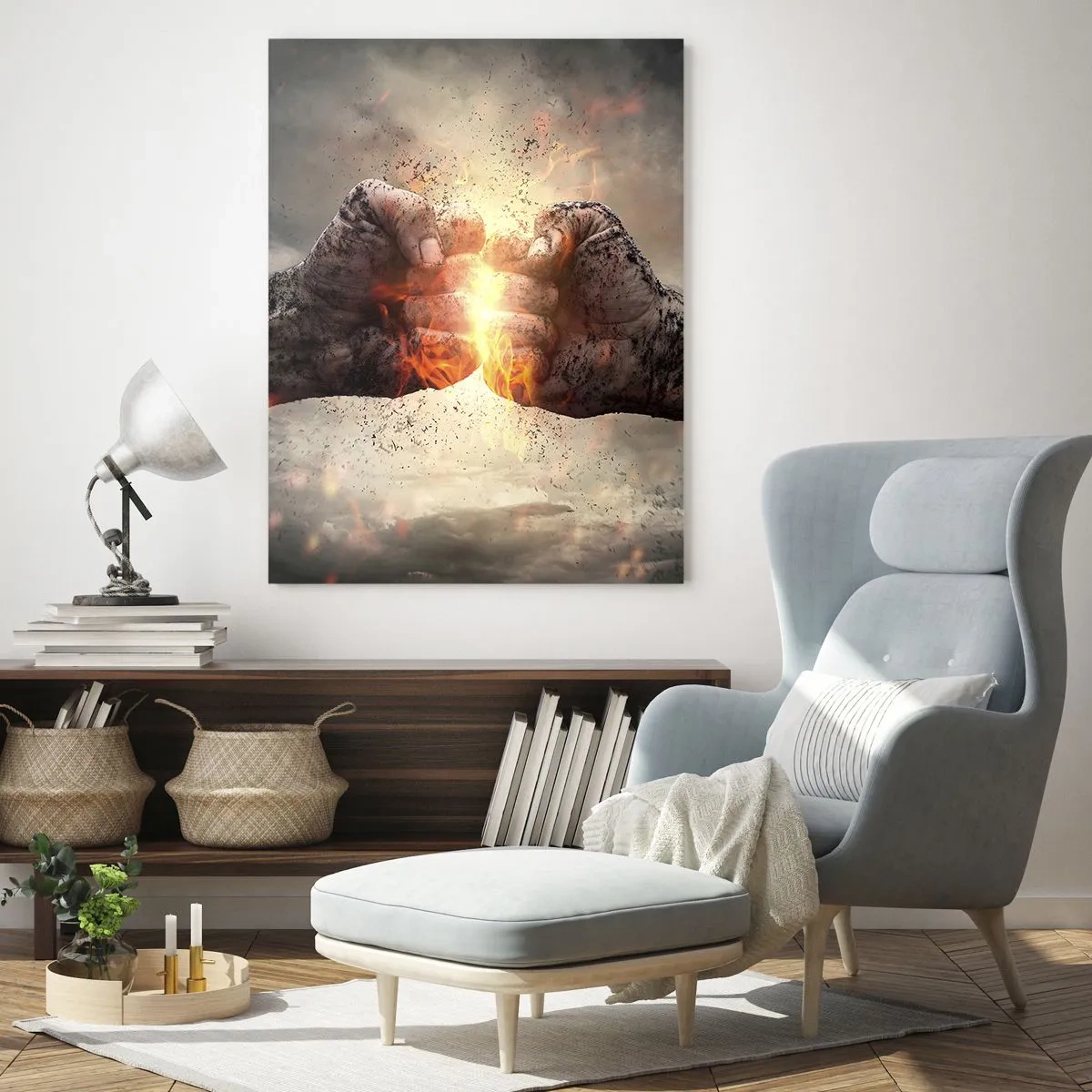 Impression sur verre - Image sur verre - Résistez au combat - 50x70cm - Lève-toi pour le combat - Décoration murale moderne pour le salon et la chambre ARTTOR