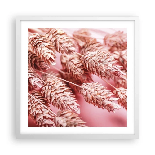 Affiche dans un cadre blanc - Poster - Une cascade florale en rose - 50x50 cm