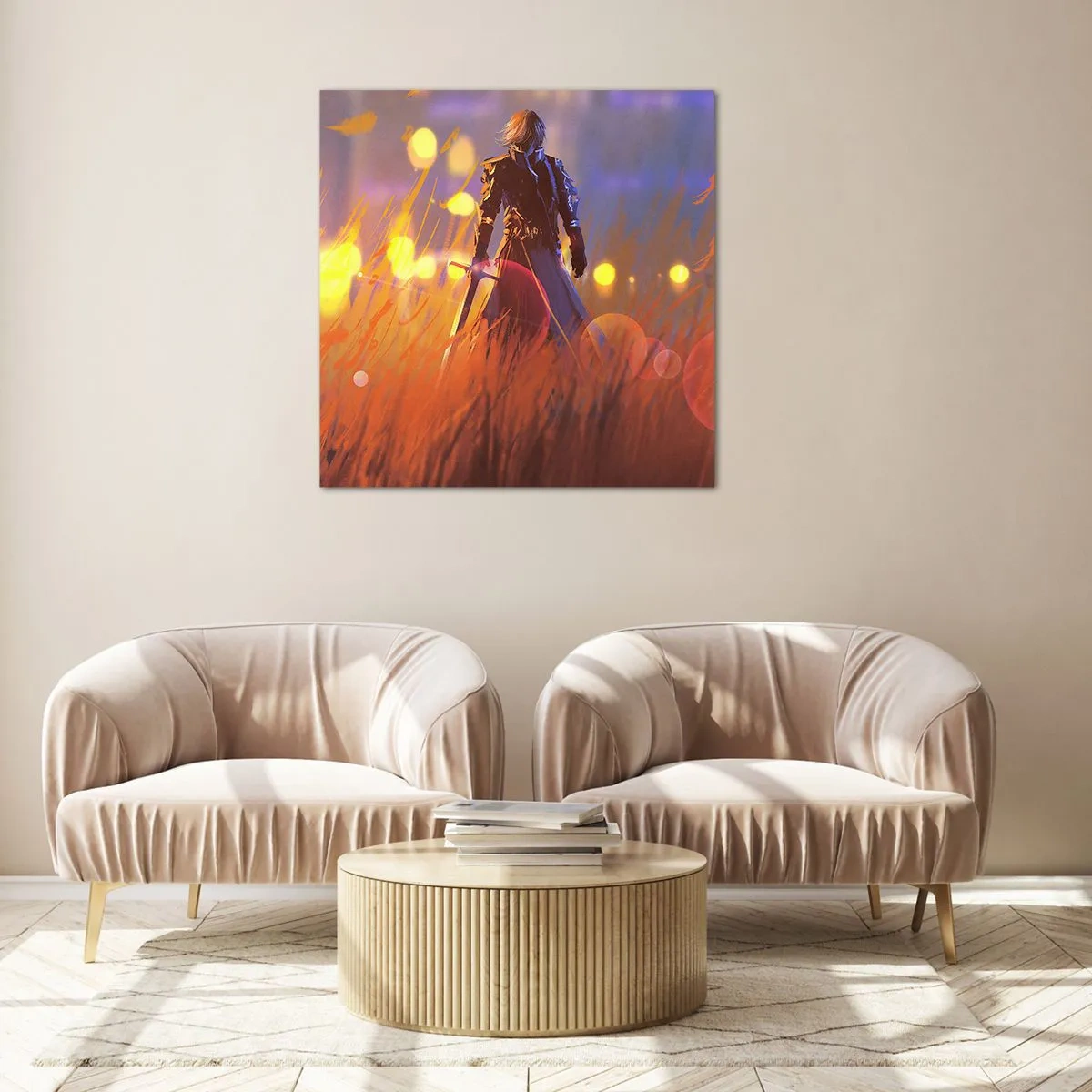 Impression sur verre - Image sur verre - Chevalier errant - 70x70 cm