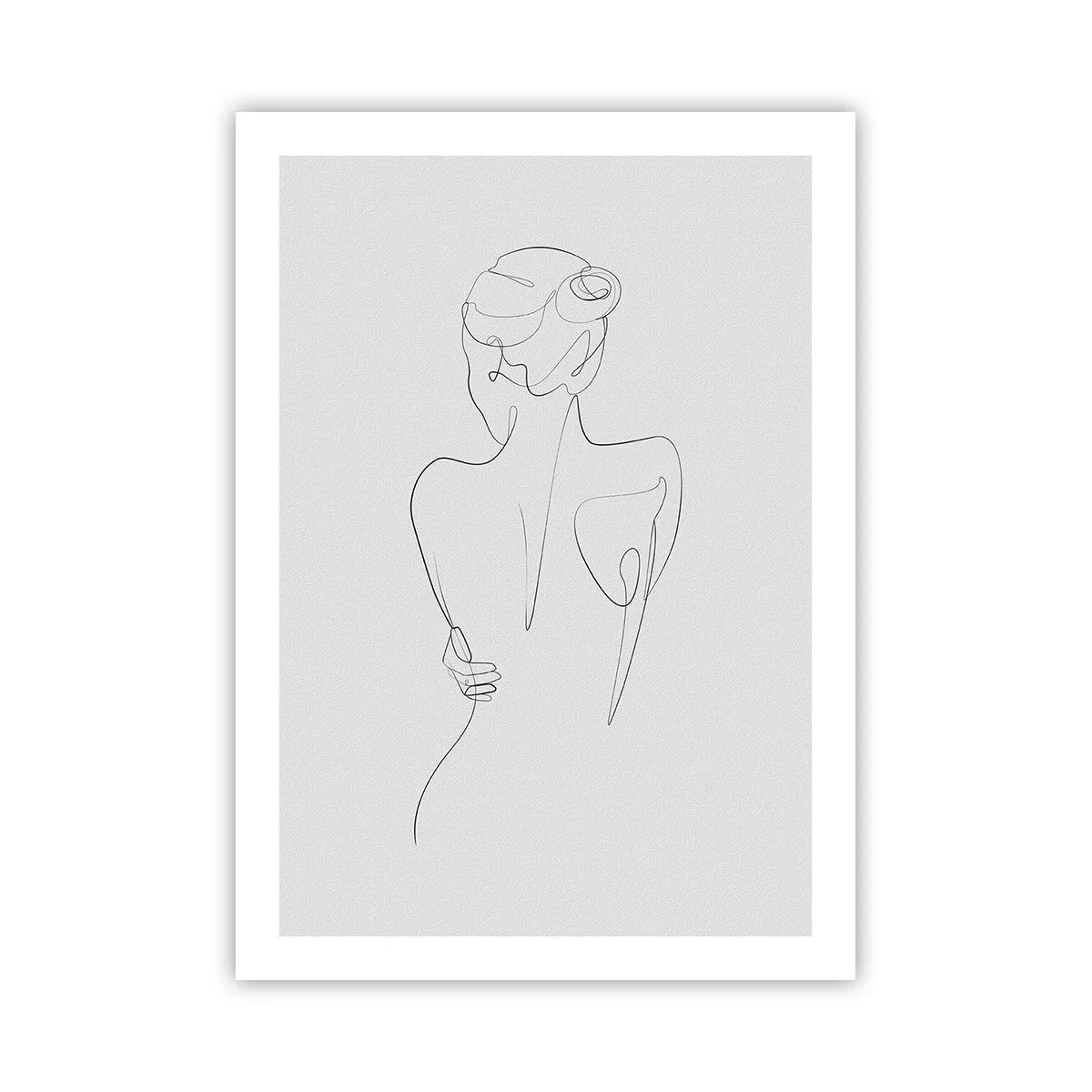Affiche - Poster - Dessin au contour d'une femme sur fond gris - 50x70cm - Musique corporelle - Décoration murale moderne pour le salon et la chambre ARTTOR