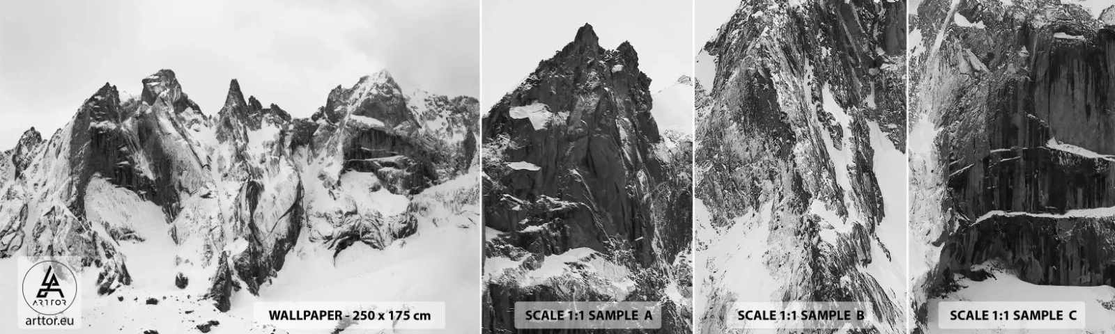Échantillon De Papier Peint Standard Eco - Crête dangereuse de granit - Paysage, Montagnes, Alpes - 100x30 cm