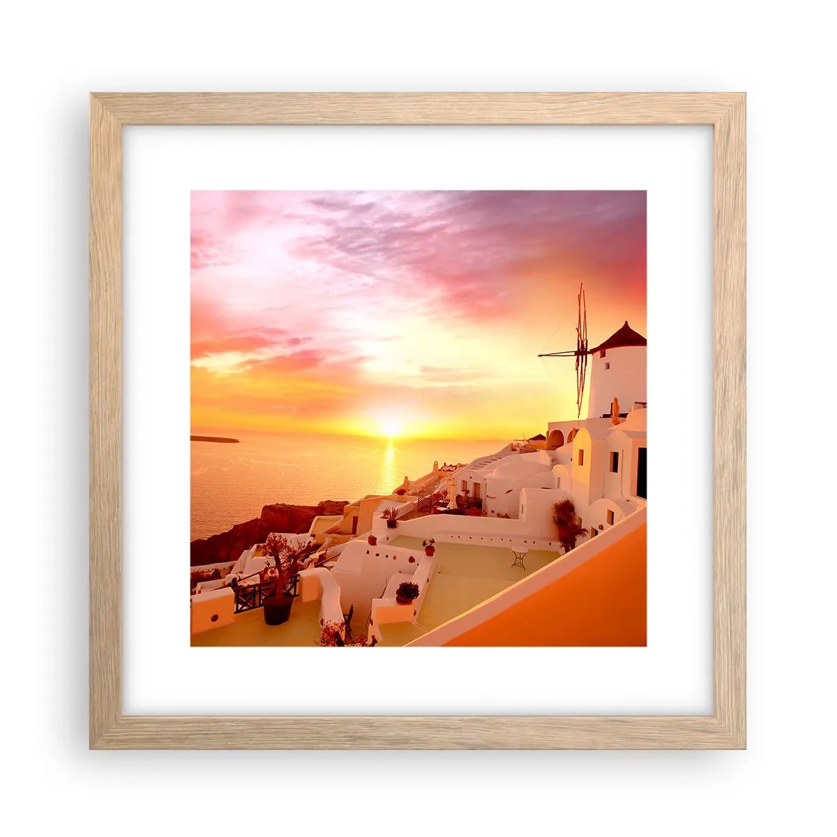 Affiche dans un chêne clair - Poster - Fondre en blanc et or - 30x30 cm