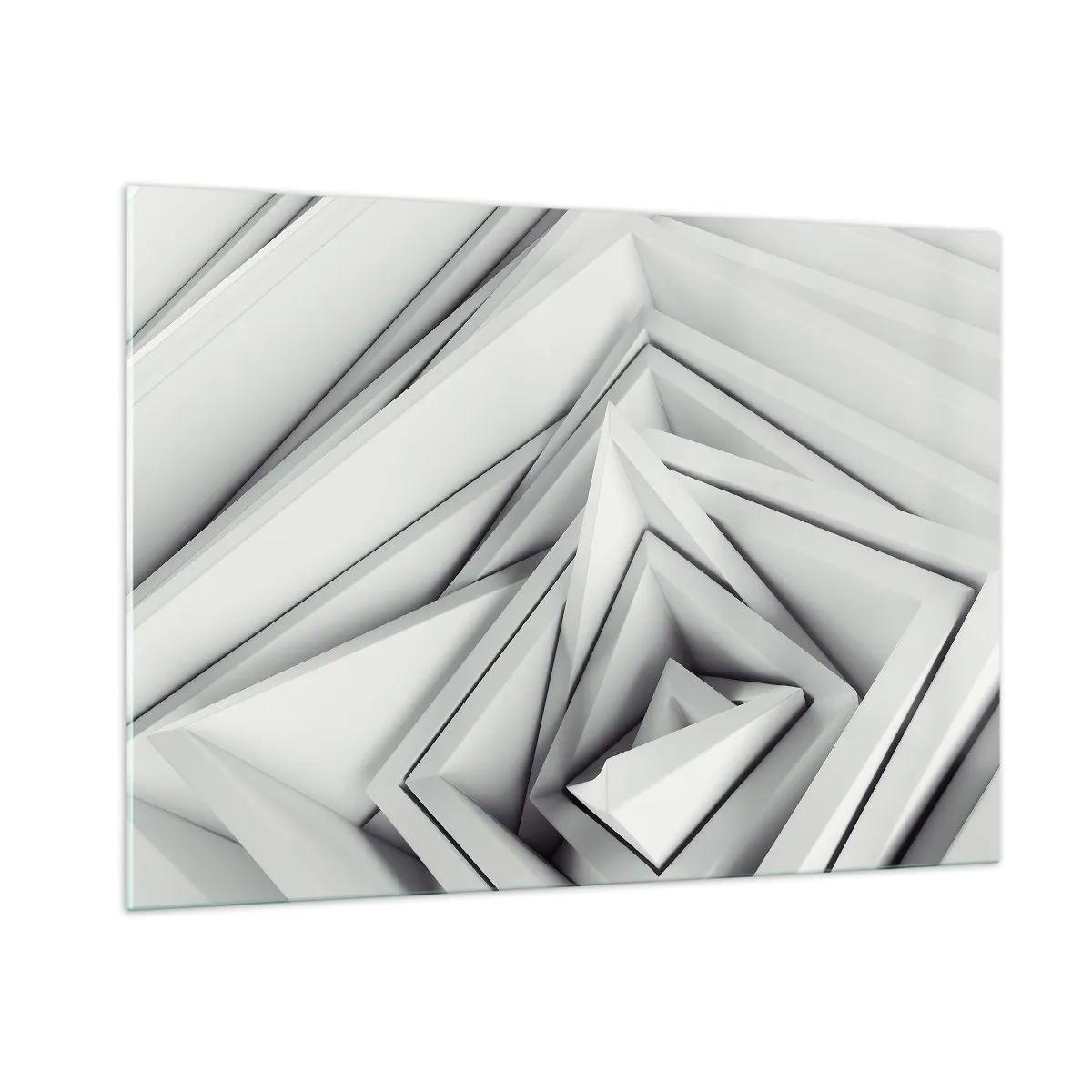 Impression sur verre - Image sur verre - Formes géométriques tridimensionnelles dans des tons de gris - 100x70cm - Bourgeon d’angles vifs - Décoration murale moderne pour le salon et la chambre ARTTOR