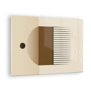 Impression sur verre - Image sur verre - Abstraction beige et marron avec des formes et des lignes géométriques - 70x50cm - Différents états - Décoration murale moderne pour le salon et la chambre ARTTOR