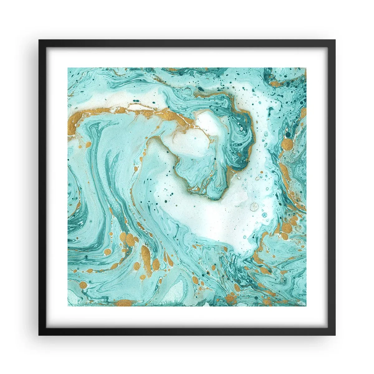 Affiche dans un cadre noir - Poster - Sous la grande vague de l'ère Edo - 50x50 cm