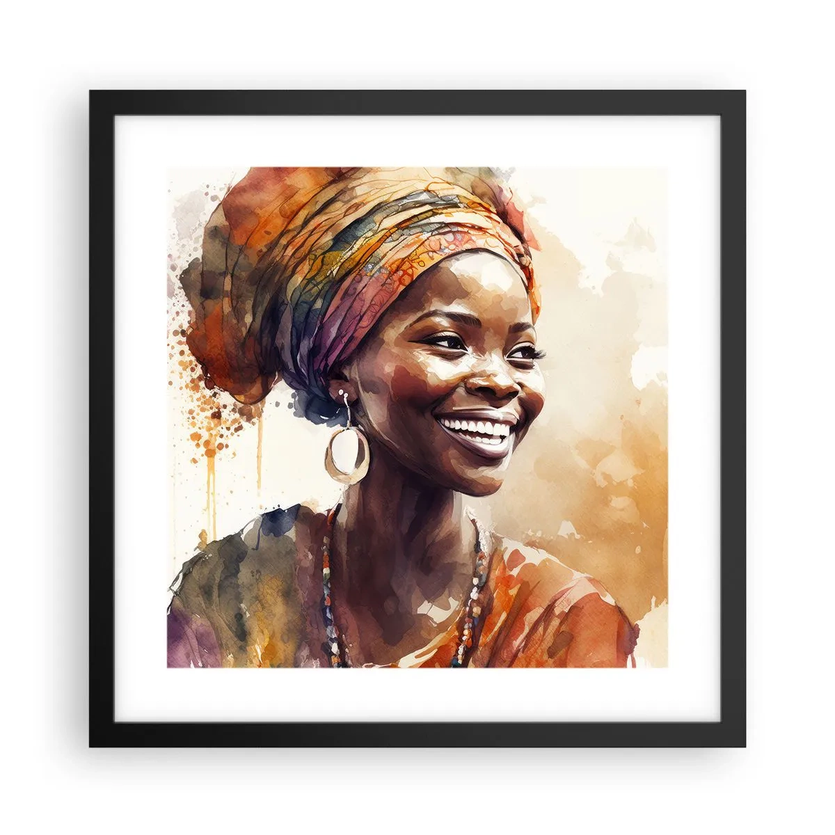Affiche dans un cadre noir - Poster - reine africaine - 40x40 cm