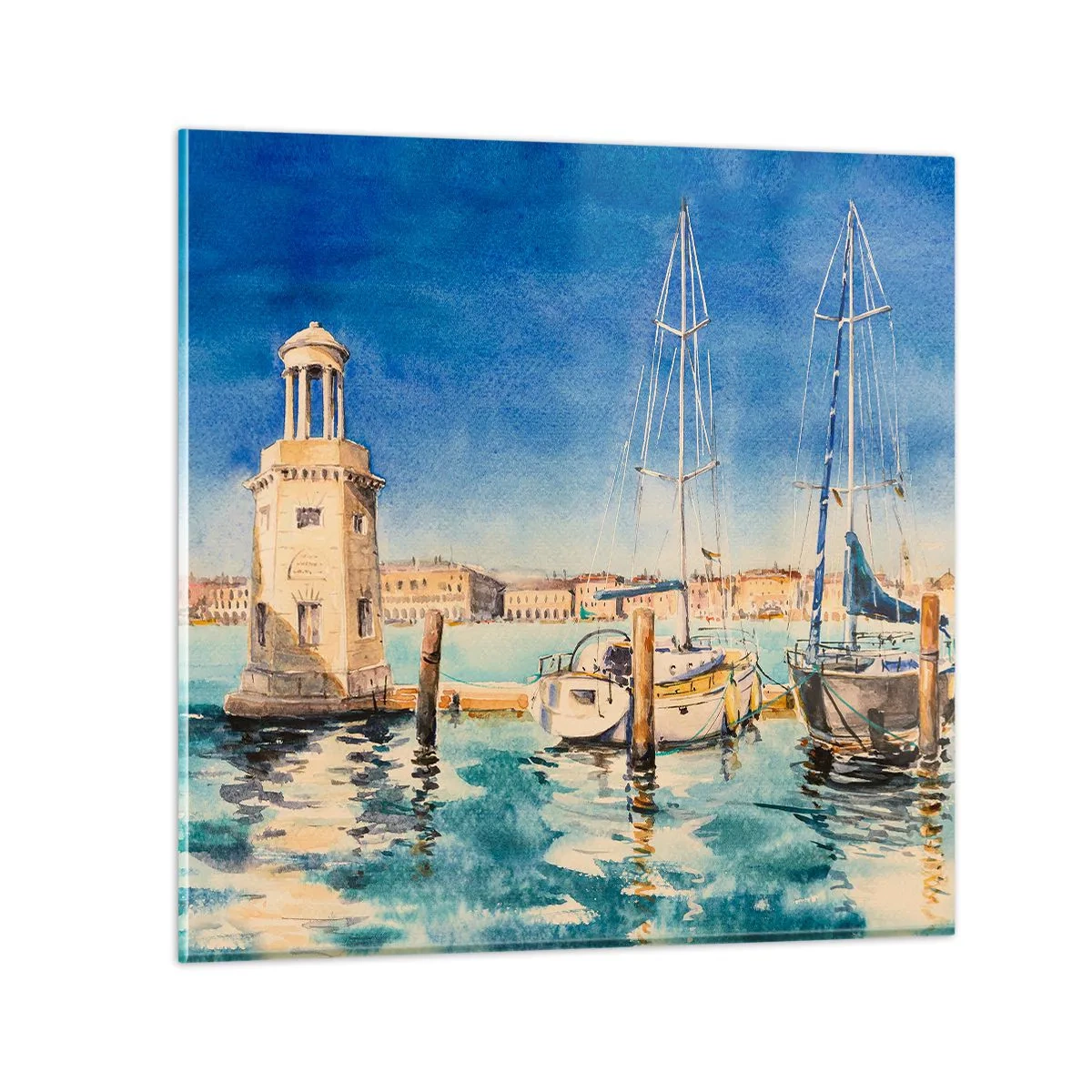 Impression sur verre - Image sur verre - Lagune ensoleillée - 40x40 cm