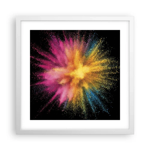Affiche dans un cadre blanc - Poster - Origine des couleurs - 40x40 cm