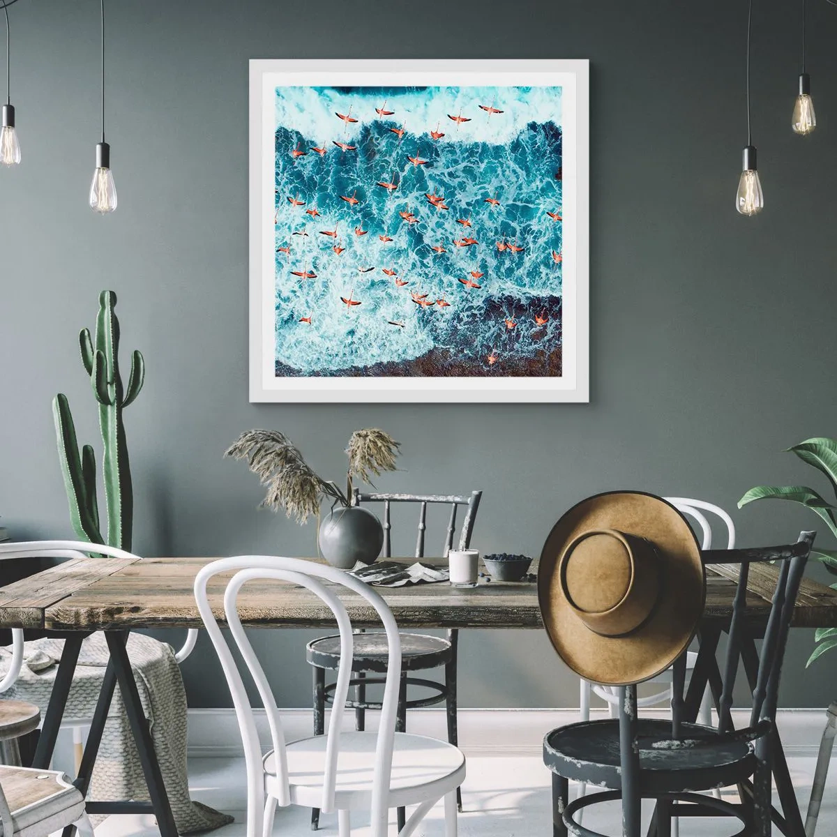 Affiche dans un cadre blanc - Poster - Défilé du bord de mer - 60x60 cm