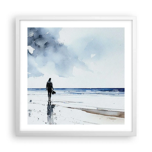 Affiche dans un cadre blanc - Poster - Conversation avec la mer - 50x50 cm