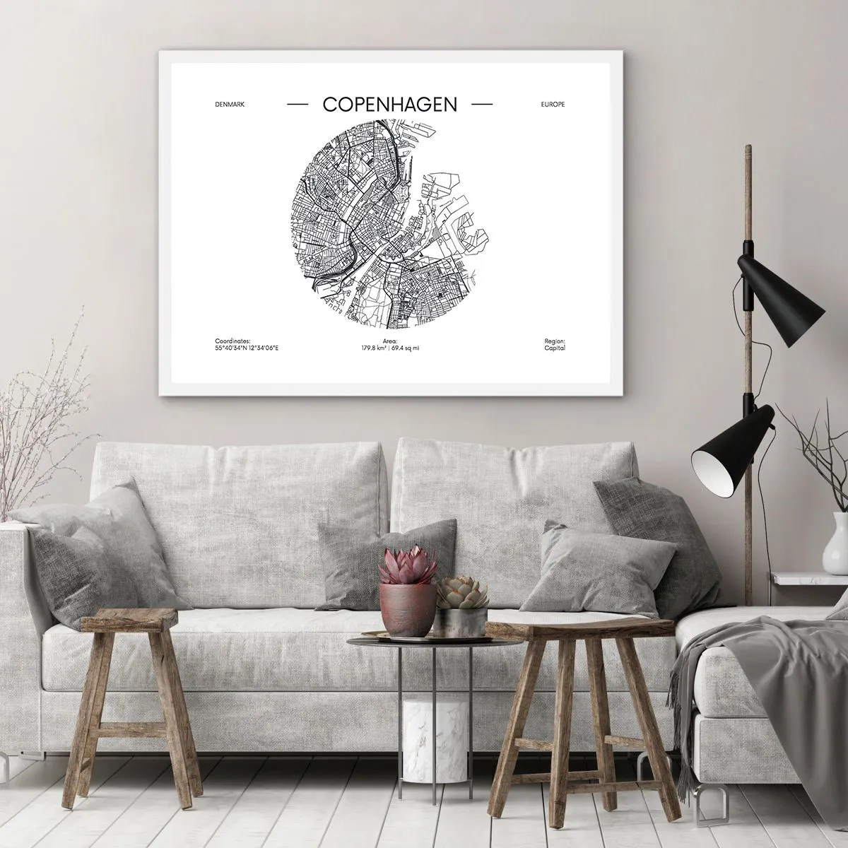 Affiche dans un cadre blanc - Poster - Anatomie de Copenhague - 40x30 cm