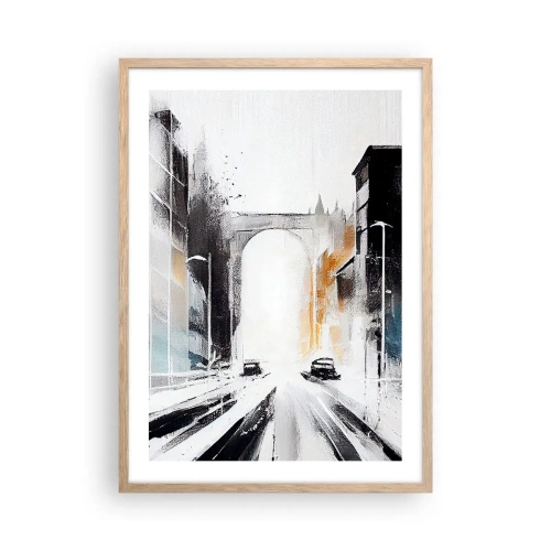 Affiche dans un chêne clair - Poster - Étude de ville : architecture et mouvement - 50x70 cm