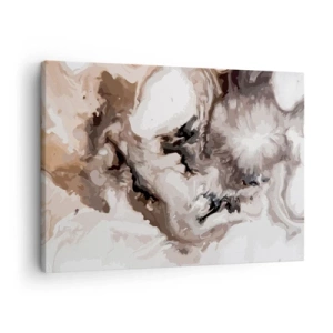 Impression sur toile - Image sur toile - Motif abstrait dans les tons de marron et de blanc - 70x50cm - La naissance d'une galaxie - Décoration murale moderne pour le salon et la chambre ARTTOR