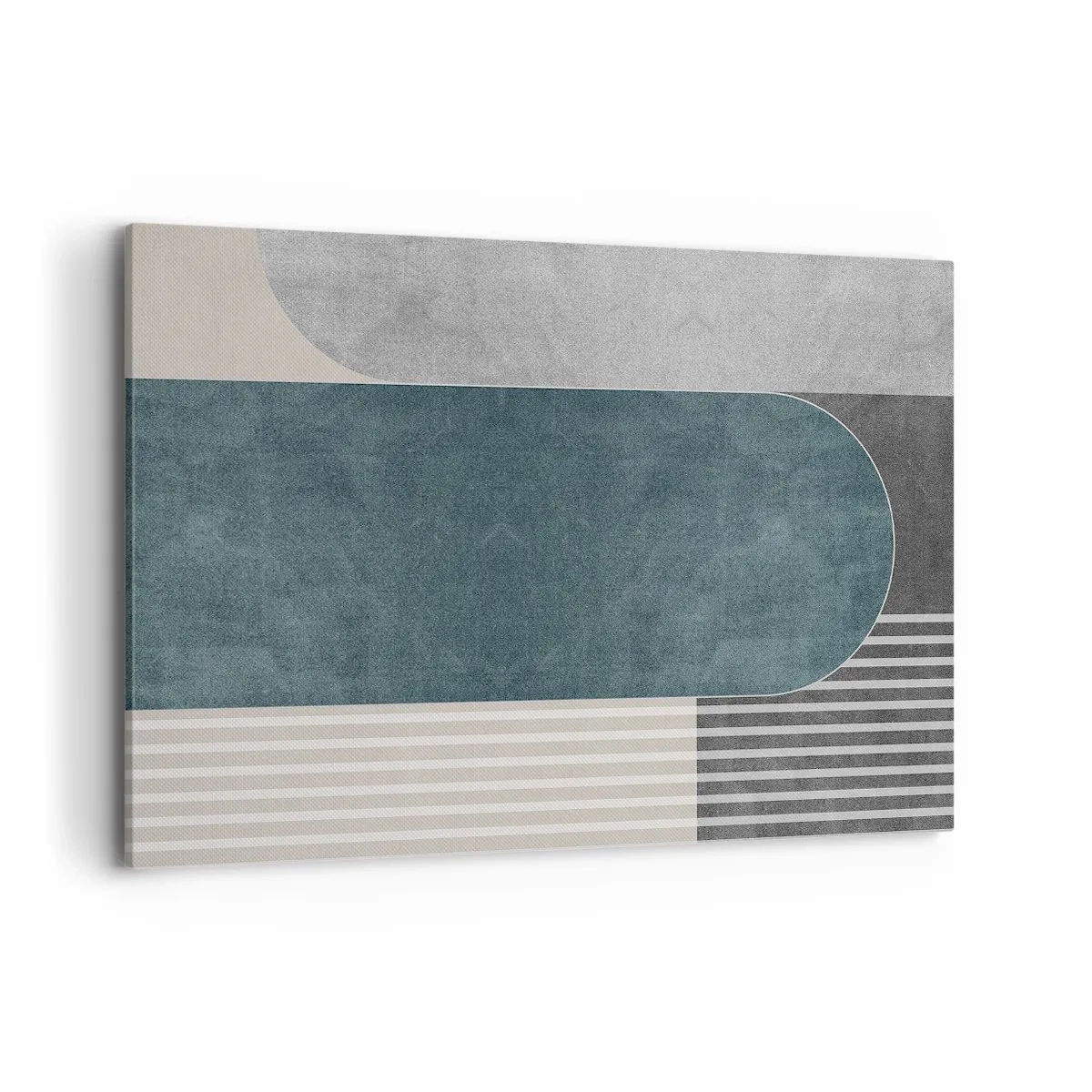 Impression sur toile - Image sur toile - Abstraction géométrique dans les tons de gris et de vert - 120x80cm - Composition de niveaux - Décoration murale moderne pour le salon et la chambre ARTTOR