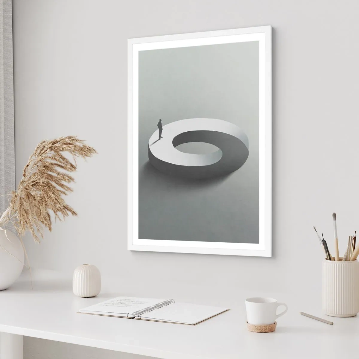Affiche dans un cadre blanc - Poster - Et sois intelligent ici - 70x100 cm