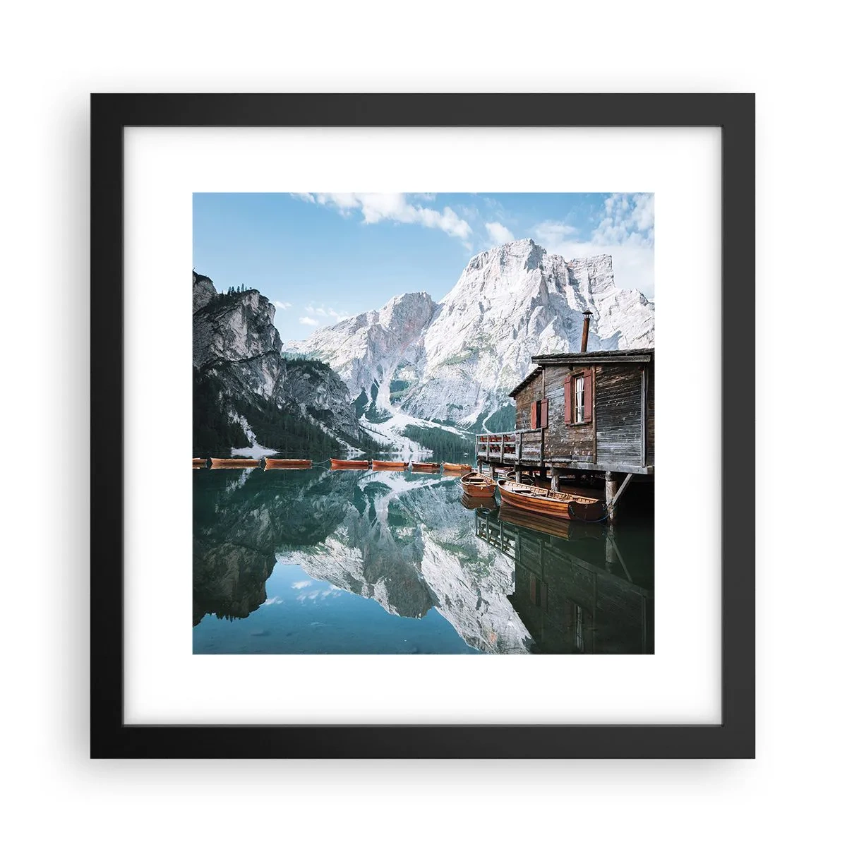 Affiche dans un cadre noir - Poster - Un matin cristallin en montagne - 30x30 cm