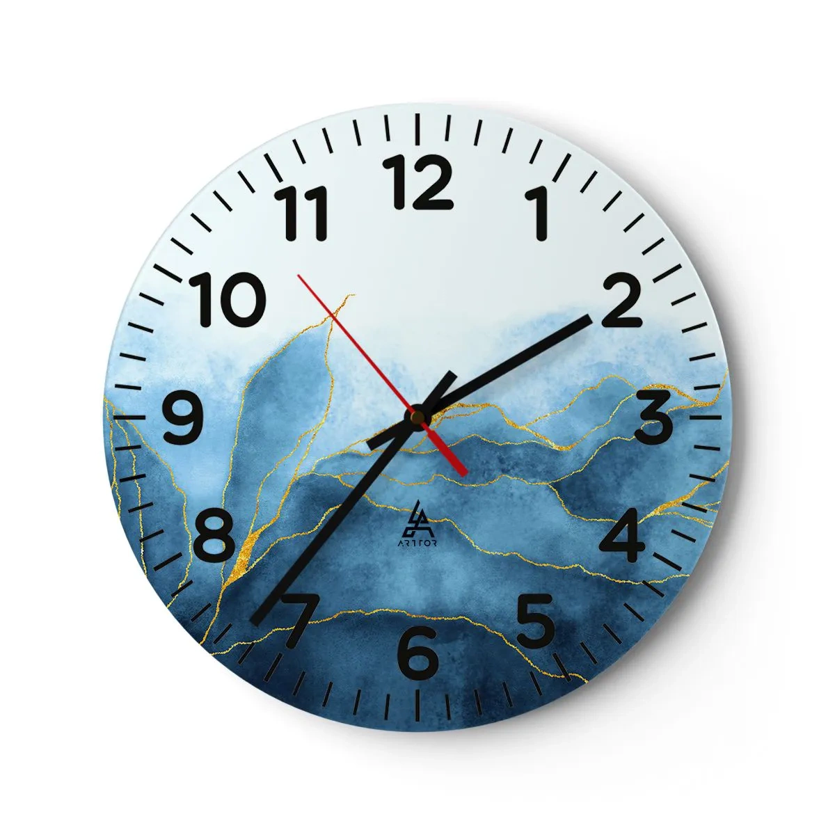 Horloge murale - Pendule murale - Bleu doré - 30x30 cm