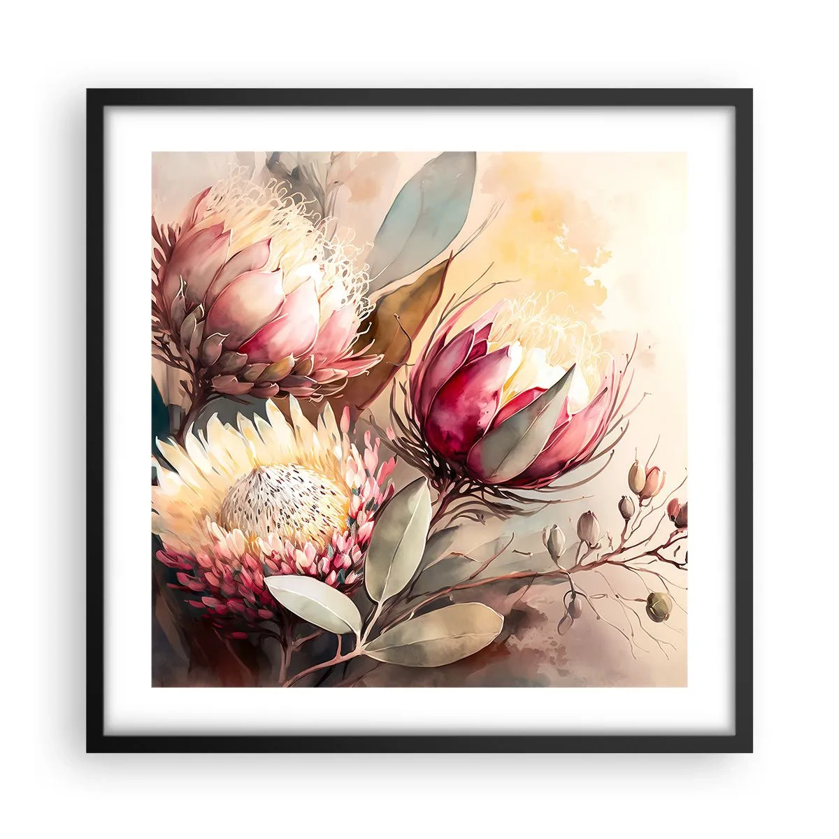 Affiche dans un cadre noir - Poster - De profil et de face - 50x50 cm